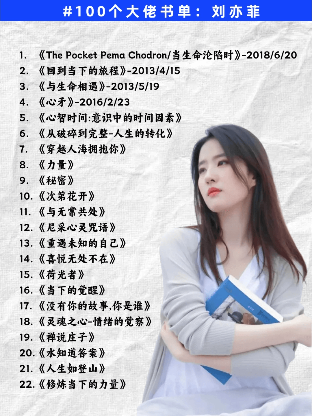 df4d311b50374045dddfddce668b779d 刘亦菲推荐的42本书,像她清醒又独立的阅读和思考